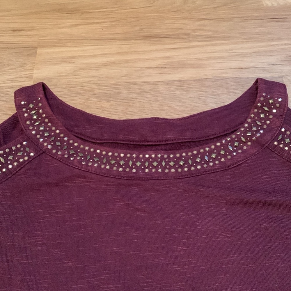 Knox Rose Studded Cold Shoulder Long Sleeve Maroon Blouse Women’s S - Picture 4 of 14